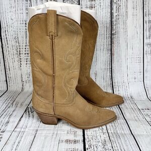Vintage 70s Acme Cowboy Western Boots Men's Size 10 M Tan Suede Made In USA
